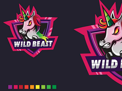 Unicorn anomal badge brand branding esportlogo esports fantasy flat identity illustration logo mascot pink unicorn vector