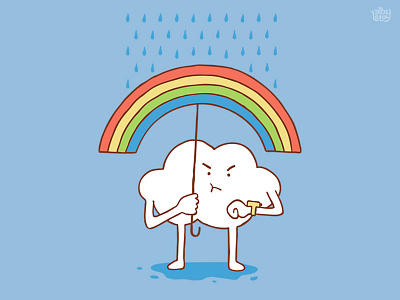 Waiting For The Sun cartoon cloud illustration rain rainbow sky