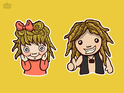 Gimbal boy cartoon character children chubby cute dreadlock funny illustration kids stickers