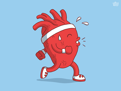 Healthy Heart Running cartoon cute heart illustration pump run running sport t shirt tee