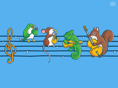 Animal Blues animal band bird cartoon chameleon cute illustration mouse music squirrel vector