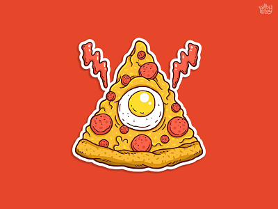Pizzaminati egg fast food food illuminati illustration pizza sticker thanksgiving yummy
