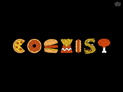 Yummy Coexist burger donuts fast food food french fries fried chicken hotdog icon illustration noodle pizza thanksgiving