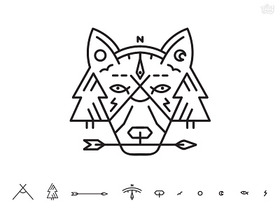 Natural Life geometry icon illustration line minimal nature shape simple symbol t shirt tent wolf