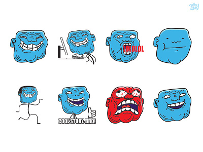 T Rollin app character emoji emoticons face illustration lol meme pack set stickers troll
