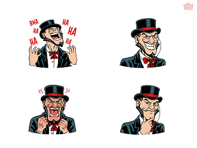Bridgely app character comic emoji emoticons evil face illustration pack set stickers villain
