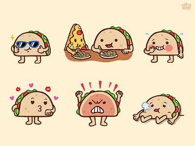 Taco 01 - Sticker Set app character chat cute emoji emoticons illustration pack pizza set stickers taco