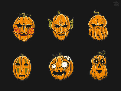 Famous Pumpkins 2 character cthulhu horror jigsaw manolo monster nosferatu pumpkin scream spirit away sticker zombie