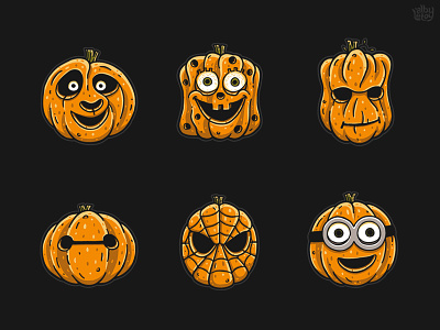 Famous Pumpkins 3 character groot horror minion monster po pumpkin spiderman sponge bob sticker