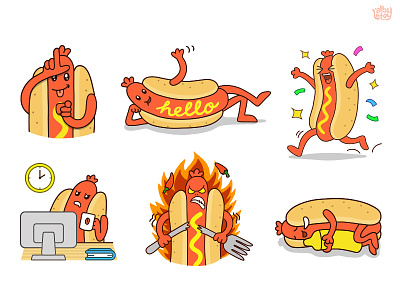 Hot Dog 01 - Sticker Set app character emoji emoticons funny hot dog illustration messenger nextkeyboard pack set stickers