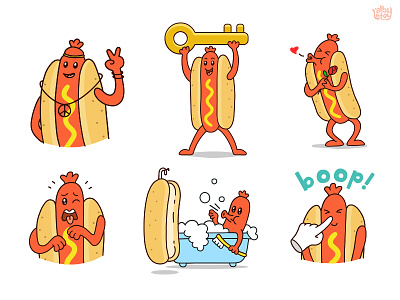 Hot Dog 02 - Sticker Set app character emoji emoticons funny hot dog illustration messenger nextkeyboard pack set stickers