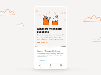 Humu Personal Coach app behavior coaching enterprise hr humu illustration mobile nudge pwa saas