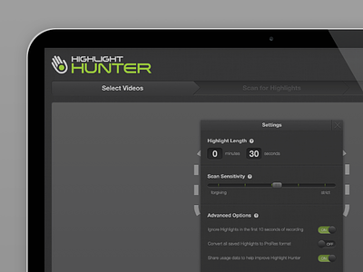 Highlight Hunter Settings app desktop gopro mac osx settings switches video wizard