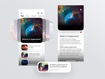 Spaco - Space Blogging App app apple design ios14 minimal nasa space typography ui ux web