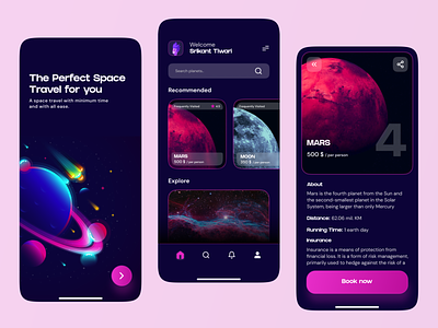 Trasp - Space Travel App 3d apple branding design designsystem ios14 minimal space ux