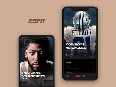 ESPN app espn player sports streaming uidesign video