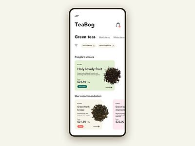 Tea shop [e-commerce] app design ecommerce ecommerce app store tea ui webapp
