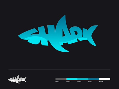 Shark Typography Logo gradient color icon logodesign typography vector