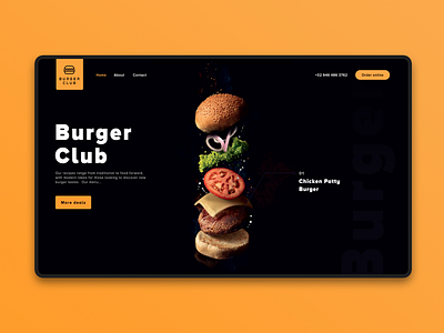 Burger Club burger design graphic design home page design logo template design ui
