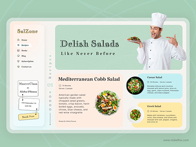 SalZone - Your Personal Salad Assistant blog clean dashboard dashboard app dashboard ui diet figma food graphic design interface minimal product design recipe salad typography ui user dashboard web web design website