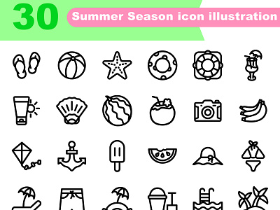 summer season modern outline beach icon sea season summer