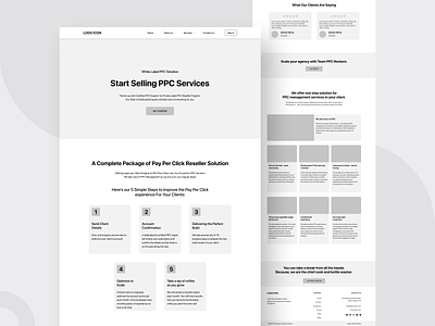 PPC Rockers — Wireframe 🖱️ 2020 architecture branding figma flat homepage icon interface landing page layout minimal pay per click ppc product simple startup ui ux website wireframe
