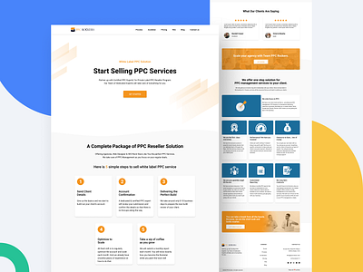 PPC Rockers — Homepage 🖱️ 2020 blue branding colorful figma flat green interface landing page layout minimal orange pay per click product startup typography ui ux web design yellow