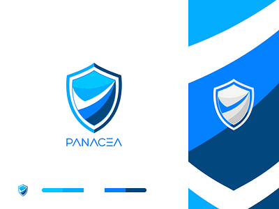 Panacea Logo | Information Technology Company 2019 app blue and white brand design branding color palette creative graphic design identity design illustration interaction logo design minimal minimalist logo security shield typography vector verify visual identity