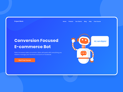 Project Blank | Chatbot Landing Page 2019 adobe xd artificial intelligence branding character chatbot colorful ecommerce flat graphic design icon illustration landing page minimal project trend ui ux web design website