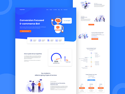 Project Blank | Chatbot Landing Page 2019 adobe xd app artificial intelligence branding character design chatbot colorful flat graphic design icon illustration landing page minimal trend ui ux vector web design website