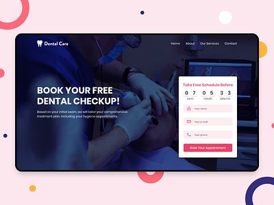Dental Care | Landing Page 2019 adobe xd appointment branding colorful dental care dental clinic dentist doctor figma graphic design health care landing page minimal teeth trend ui ux web design website