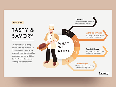 Savory Food PowerPoint Presentation Template bakery business chef clean creative delicious design food food and drink food illustration free illustration infographic menu powerpoint template ppt presentation restaurant slide tasty