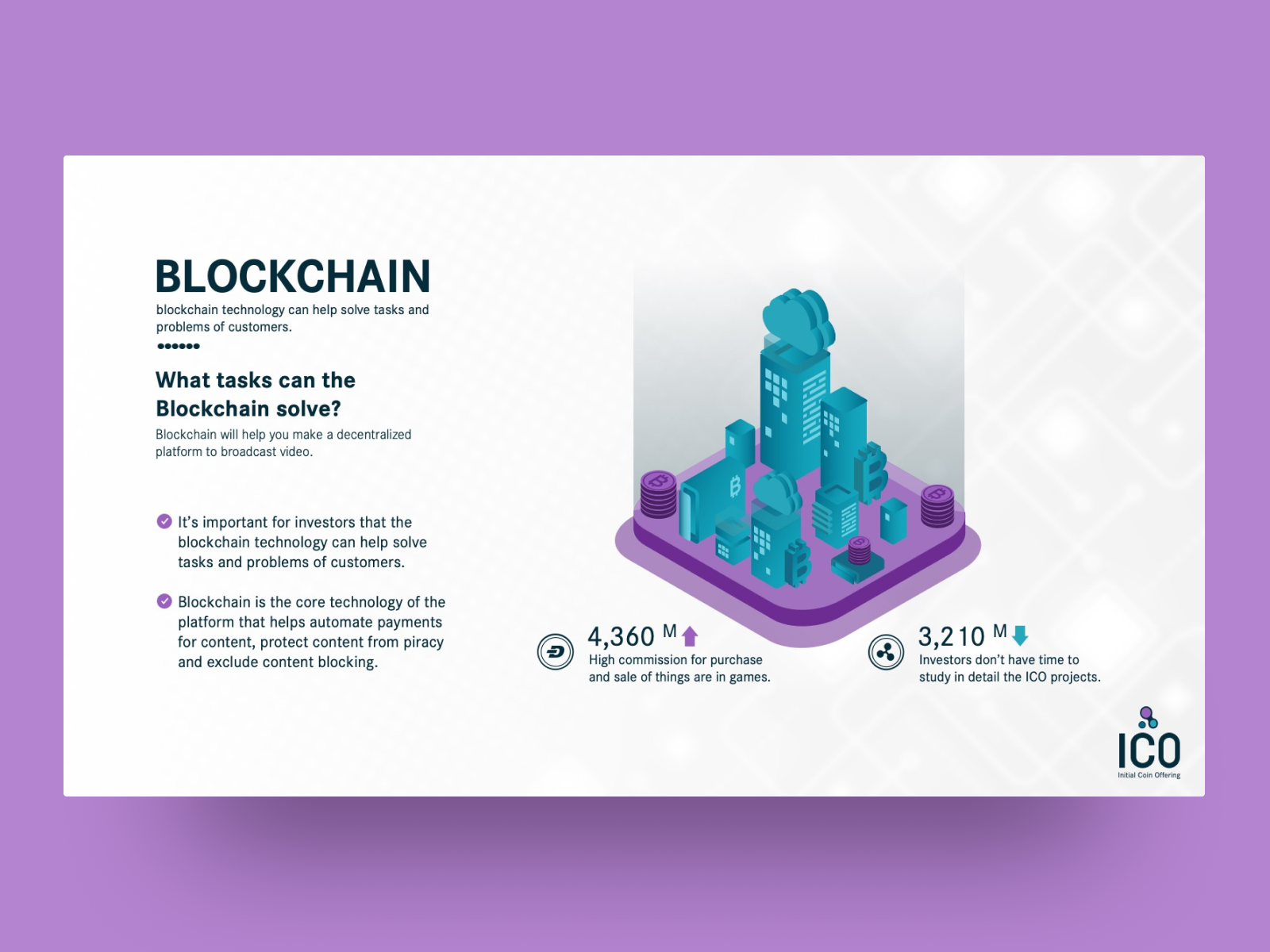 ICO Business Plan Presentation PowerPoint Template blockchain business character chart clean creative design ico summary icon infographic market powerpoint powerpoint template pptx presentation slides token vector