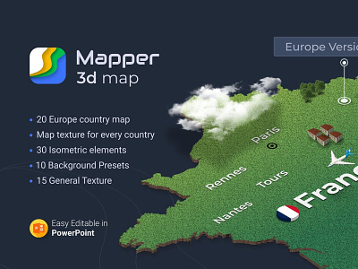 3D Mapper - 20 European Maps for Powerpoint 3d 3d illustrations backgrounds clean countries creative design europe flags isometric map illustration maps powerpoint powerpoint template pptx textures travel travelling