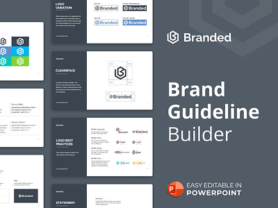 Brand Guideline Builder PowerPoint Presentation Template brand brand design brand guideline brand guideline builder brand identity branded branding branding design business clean clear space creative design infographic logo variations powerpoint powerpoint template pptx presentation slides