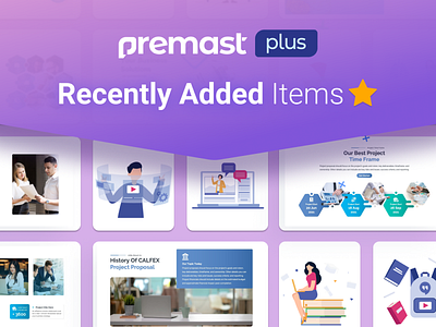 Premast Plus Recently Added Items 3d animation branding business creative design graphic design illustration infographic logo motion graphics powerpoint powerpoint template presentation ui