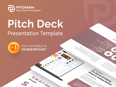 “Pitcharia” is a professional and editable PowerPoint template t business business model creative design graphic design illustration infographic ios app logo market research market size mockup pitch deck powerpoint powerpoint template presentation project timeline swot team ui