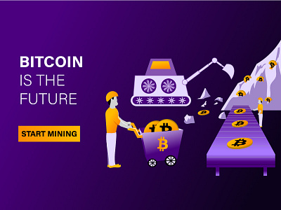Bitcoin mining illustration - landing page. bitcoin graphic design hero image home page illustration illustrator landing page photoshop vector web design