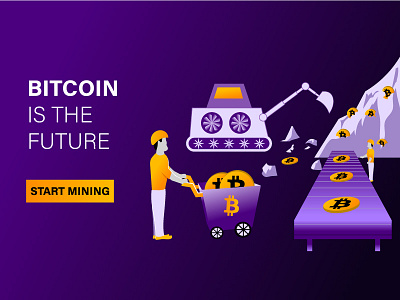 Bitcoin mining illustration - landing page.