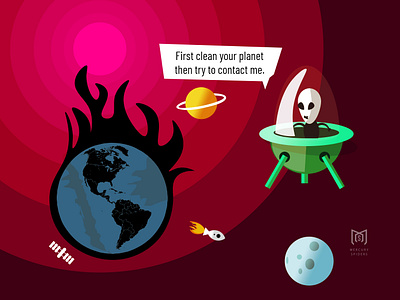 Alien and polluted earth Illustration