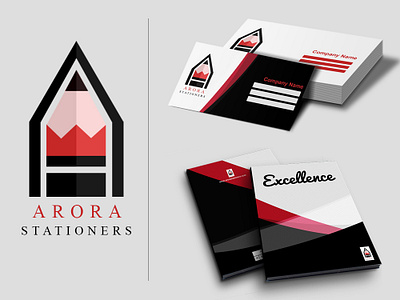 Arora Stationers Logo And Brand Identity Design. brand identity branding business card graphic design logo design mockup notebook mockup stationery