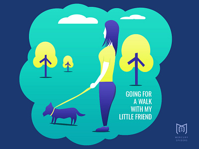 Walk The Dog Illustration dog flat design graphic design illustration illustrator illustrator art pets photoshop vector