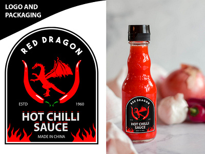 Chilli Sauce Logo, Label And Packaging Design brand identity branding chilli chinese dragon illustration ketchup label design logo design mockup packaging sauce