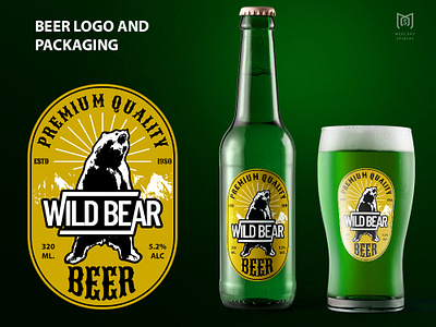 Beer Logo And Packaging Design. bear beer brand identity branding illustration logo design packaging packaging mockup product typography