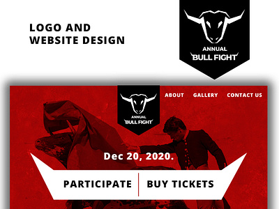 Bull Fight Logo And Website Design branding bull graphic design home page illustrator landing page logo design mockup photoshop sports website design