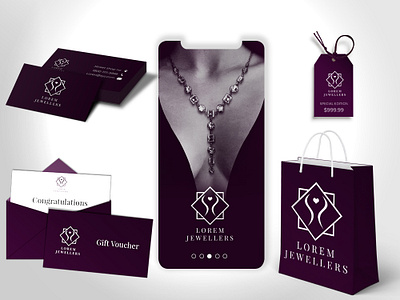 Lorem Jewellers Branding mockup. app design brand identity branding business card envelopes label design logo design mockup