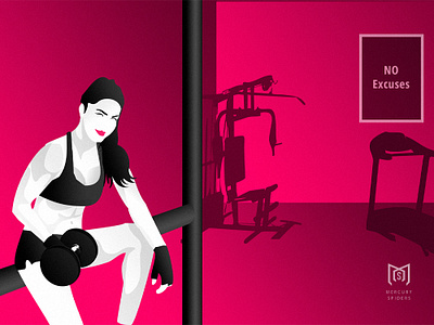 Woman In The Gym Illustraion fitness flat design graphic design gym hero image illustration illustrator landing page photoshop vector art web design