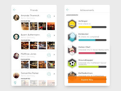 Location-based social app achievements app friends ios location based mobile social ui