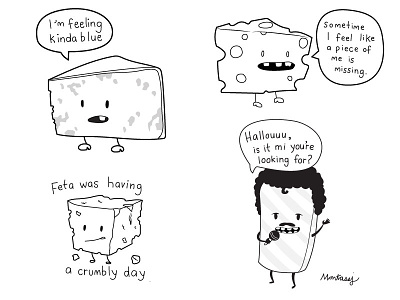 Cheeses blue character cheese cute feta funny pun puns silly swiss