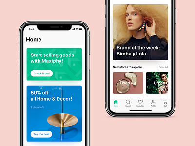 App redesign for iPhone X app clean e commerce ios 11 iphone x layout mobile mockups shop social network ui ux